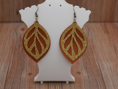 Two Layer Lightweight Faux Leather Dangle Leaf Earrings - image6